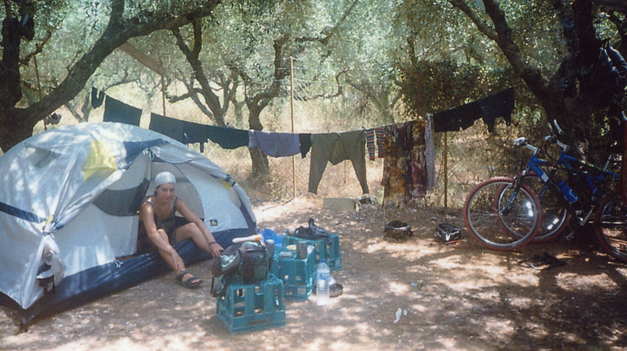 Cyclo-tourists camp in Crete